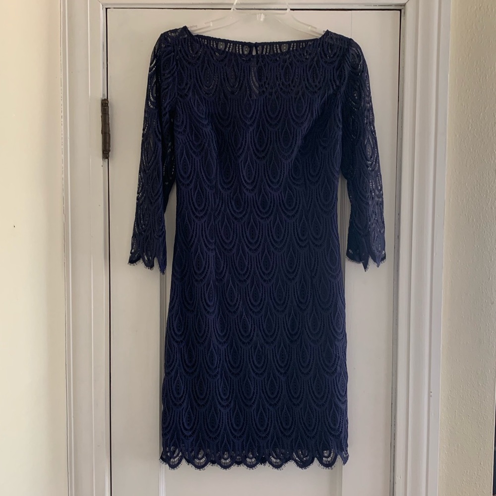 Lilly Pulitzer navy lace cocktail dress. NWT